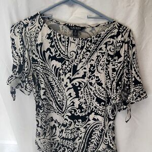 Ralph Lauren Black and White Paisley Blouse